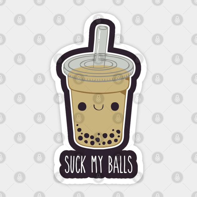 Suck My Balls - Silly Cartoon Boba Tea Sticker by PK Halford